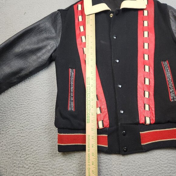 VTG 60s Varsity Wool Leather Bomber Jacket Large Indiana North Posey Viking 1969 - Picture 6 of 14